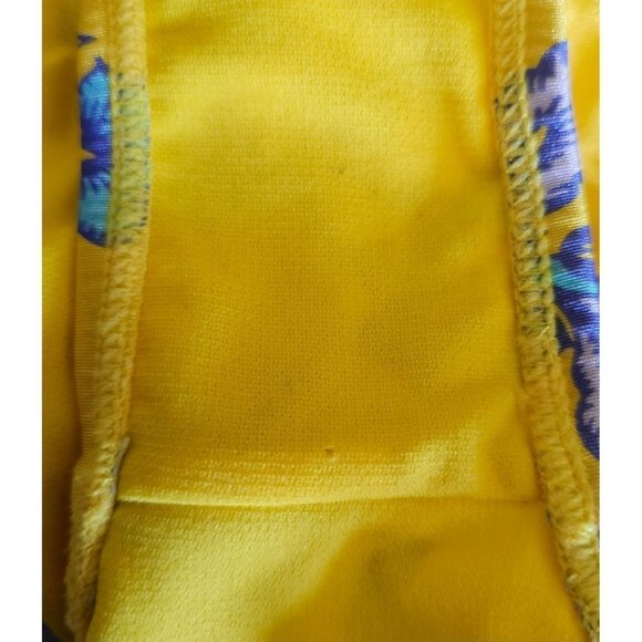 Sam Edelman Cut Out Yellow Ruffle Blue Floral One Piece Women's Swimsuit Size XS - Picture 10 of 10